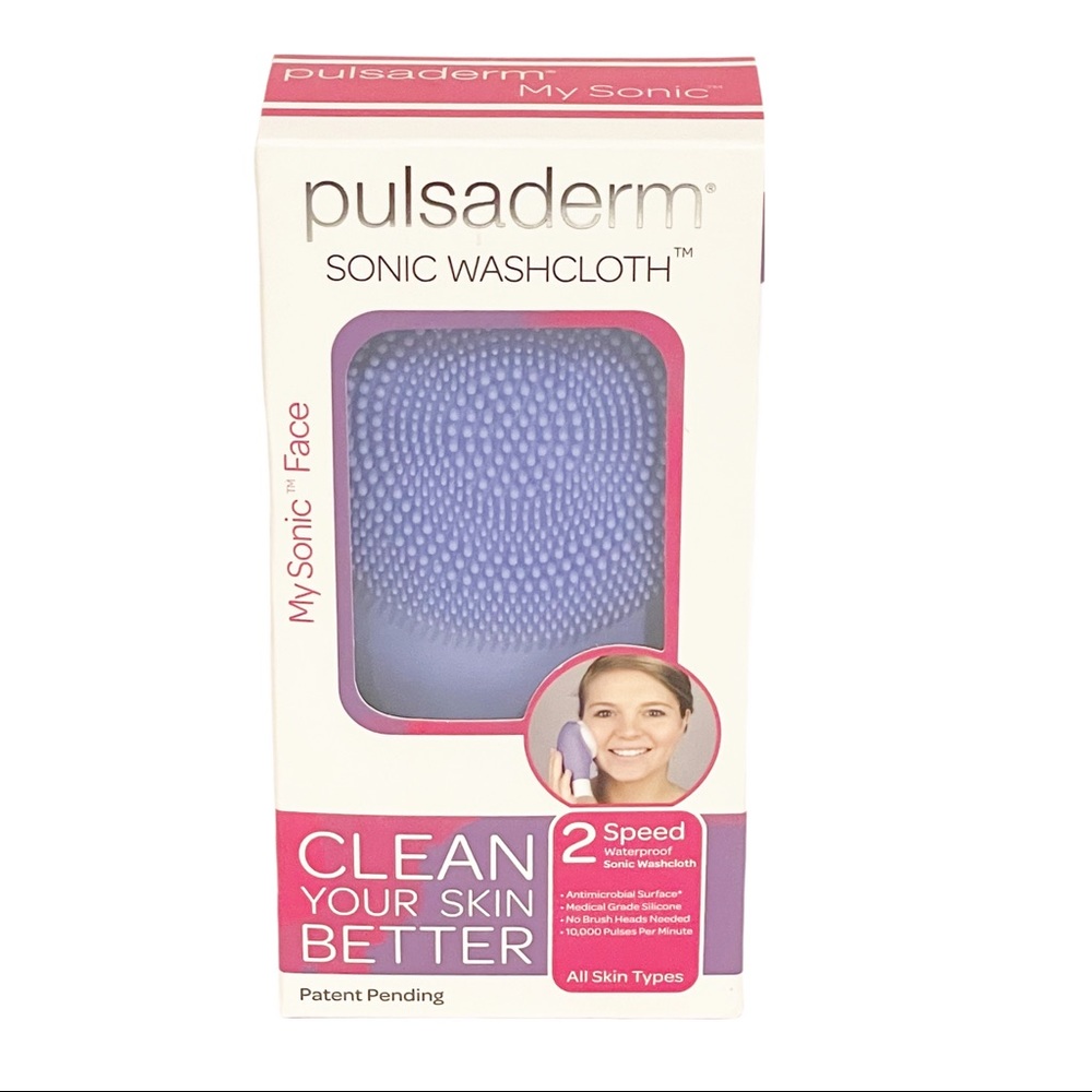 Pulsaderm Sonic Washcloth 2 Speed Silicone Face Brush Purple NEW in Box